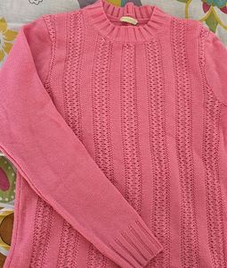 Pink Textured Knit Sweater