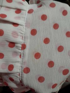 Polka Dot Corset Cinched Waist Blouse Top