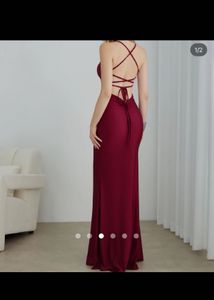 Elegant Burgundy Satin Maxi Dress