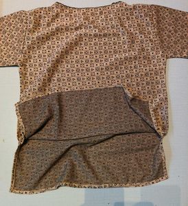 Beige Printed Short-Sleeve Casual Top