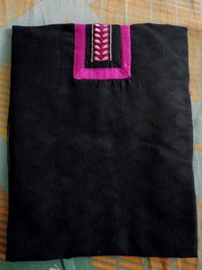 Stylish Black Kurti with Pink Accents