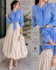 Chic Blue Embroidered Blouse