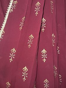 Pre-draped Indya Maroon Silk Saree Dress