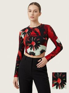 Bold Floral Print Cropped Top