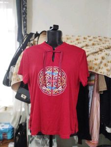Red Ethnic Chinese Style Top