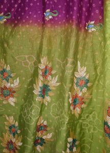Beautiful Green &amp; Purple bandhani saree