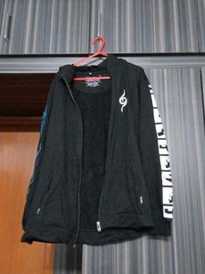 Black Graphic Zip-Up Hoodie