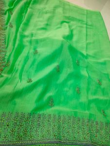 Vibrant Green Embroidered Saree