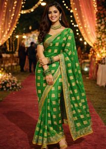 Green & Gold Patterned Saree💚