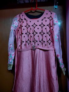 Beautiful Pink Embroidered Ethnic Gown