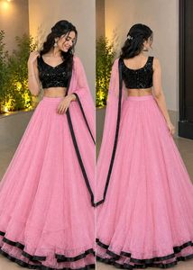Pink &amp; Black Lehenga Choli