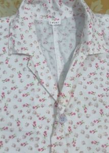 New Floral Print Oversized Shirt with pocket