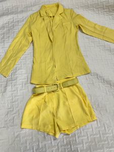 Yellow Blazer and Shorts Set