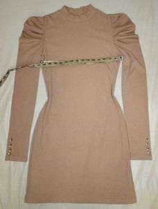 Puff Sleeve Mock Neck Dress
