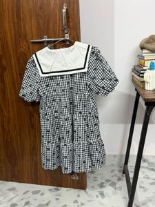 Cute Bow Gingham Dress