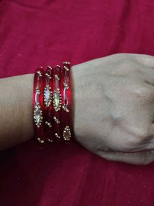 Red Stone Embellished Bangles