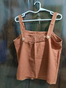 Orange Square Neck Tank Top