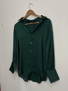 Elegant Green Satin Shirt