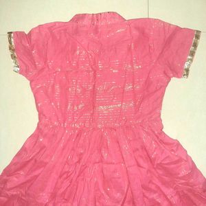 SRISHTI Pink &amp; Gold Anarkali Kurta Churidar