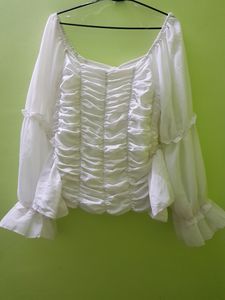 White Ruched Blouse