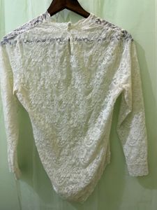 Elegant White Lace Long Sleeve Top
