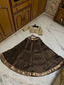 Beautiful black &amp; gold lehenga set with matching g