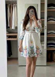 Boho Floral Embroidered Mini Dress
