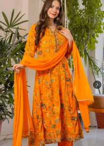 Vibrant Floral Print Kurta Set with Dupatta