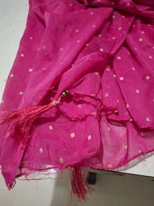 Pink Dupatta with Gold Accents