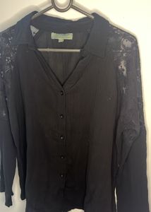 Black Shirt With Lace Detail