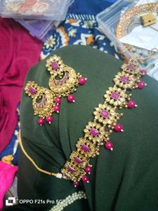 Gold Plated Pink Jewel Set