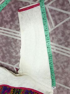 White Kurta with Embroidered Neckline