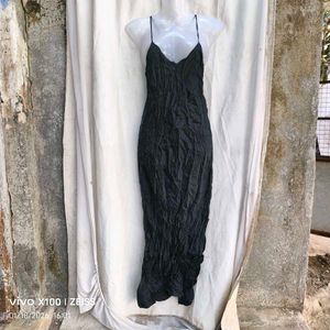 Black Textured Midi Dress