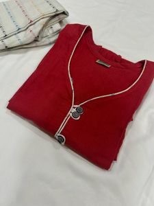 Red kurta with White pant