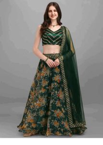 Green Floral Digital print Lehenga Choli Set