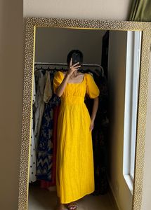 Yellow Linen Cotton Maxi Dress