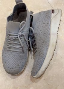 Sparkly Grey Knit Sneakers Size 5