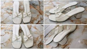 Chic White Bow Heeled Mules