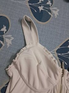Chic White Ruched Bodysuit