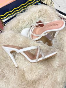 Sparkling White Heeled Sandals