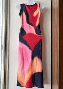 Abstract Print Sleeveless Maxi Dress (xs)