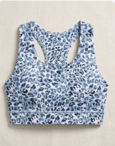 Blue Animal Print Racerback Sports Bra