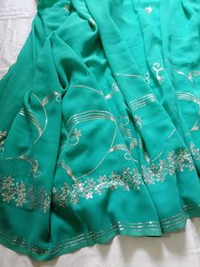Emerald Green Saree with Silver Embellishments