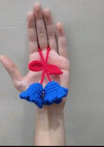 Handmade Crocheted Cherry bag charm