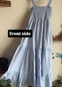 Light Blue Smocked Tiered Maxi Dress