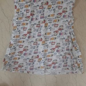 Pink &amp; Blue Cute Print Cotton Nighty For Kids
