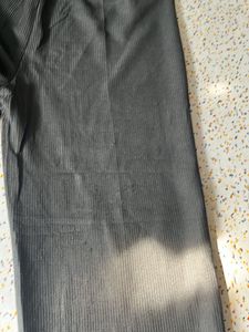 Black Ribbed Wide Leg Pants