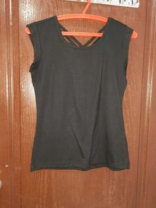 Dressberry Criss-Cross Back Black Top