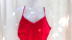 Red Lace Trim Crop Bralette