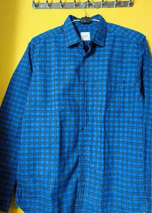 Men's Blue Plaid Long Sleeve Shirt
